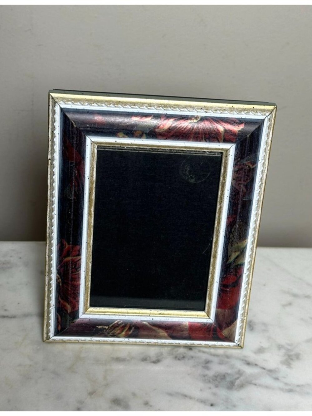 Vintage Rustic 4x5 Picture Frame | Distressed Burgundy Floral Photo Frame